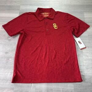 NEW USC Trojans Shirt Mens Medium Red Football Trojan Apparel Polo Short Sleeve